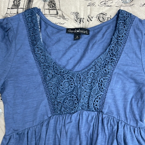 Derek Heart Knit Lace Trim Long Sleeve Peasant Top - Picture 2 of 6